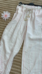 🌸 Pantalon fluide rayé en coton – Taille unique (36 au 40)
