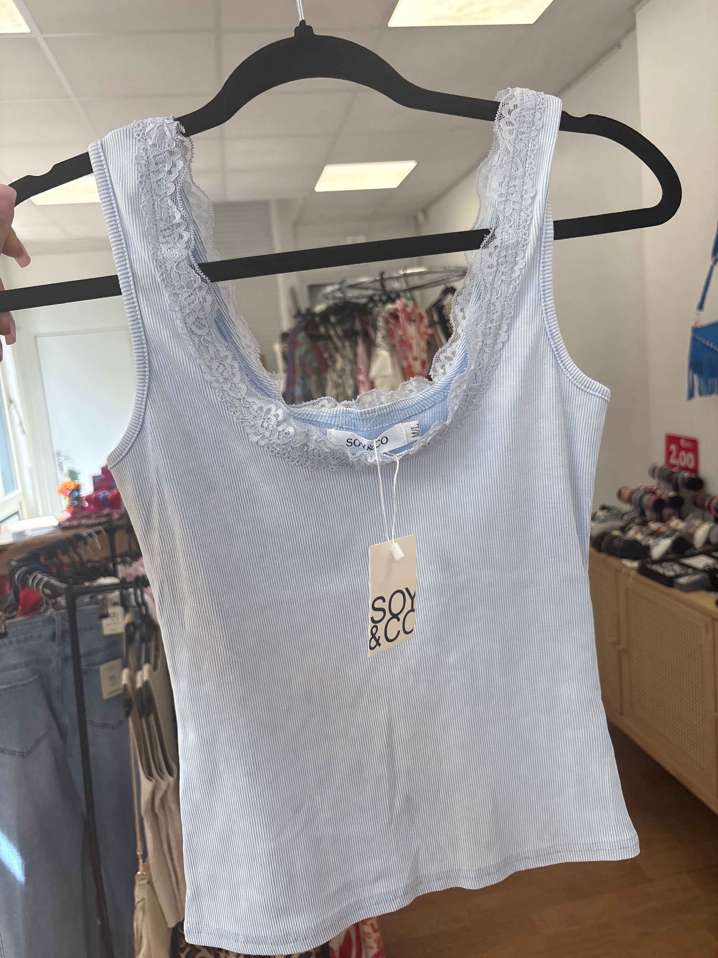 Débardeur coton côtelé dentelle douce