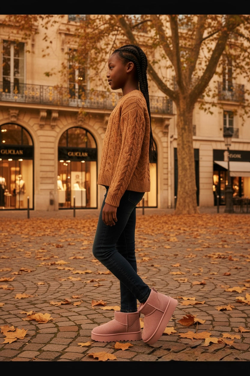 Boots fillettes rose poudré
