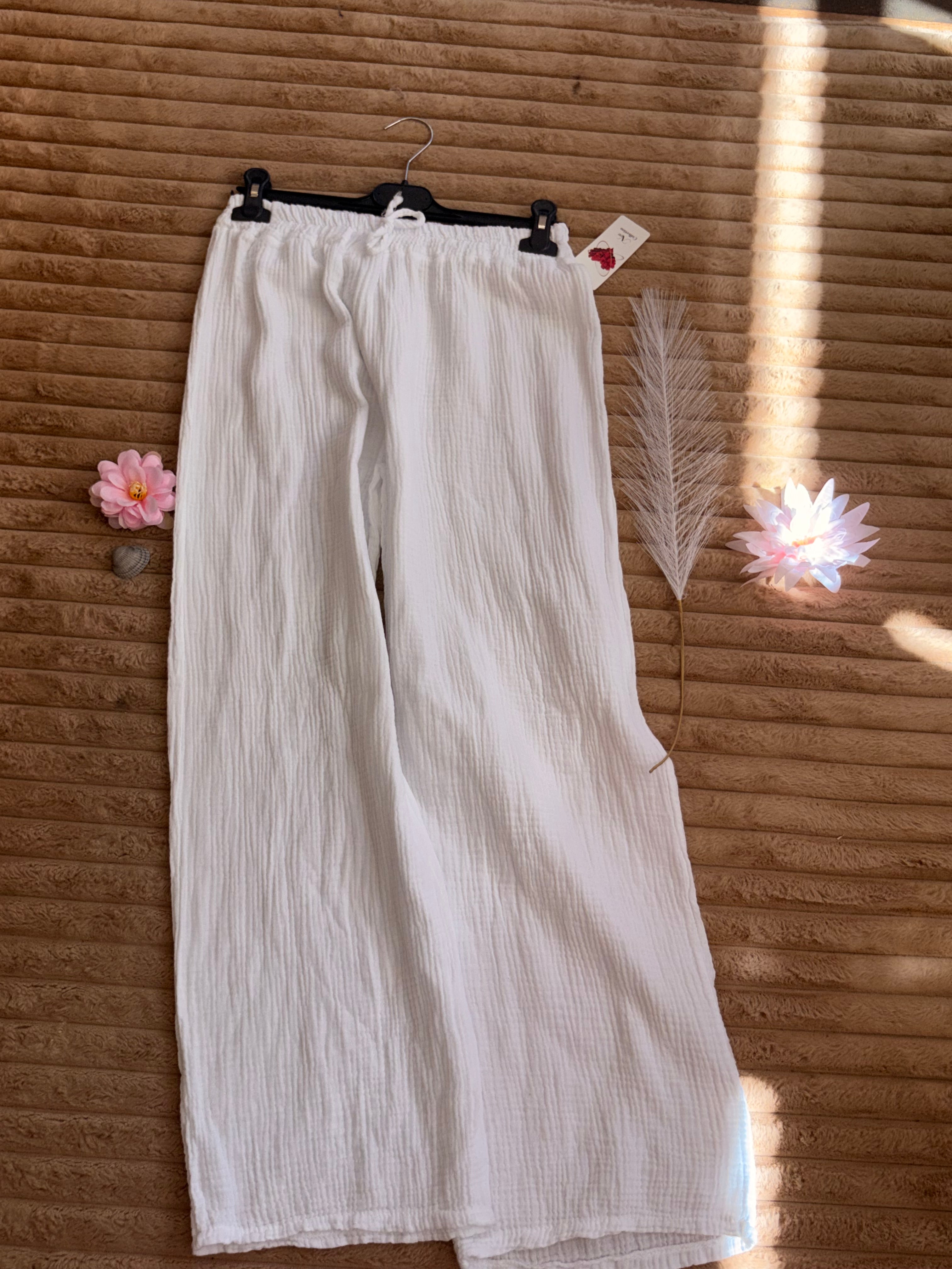 🌸 Pantalon en gaze de coton – Confort & Style 🌸