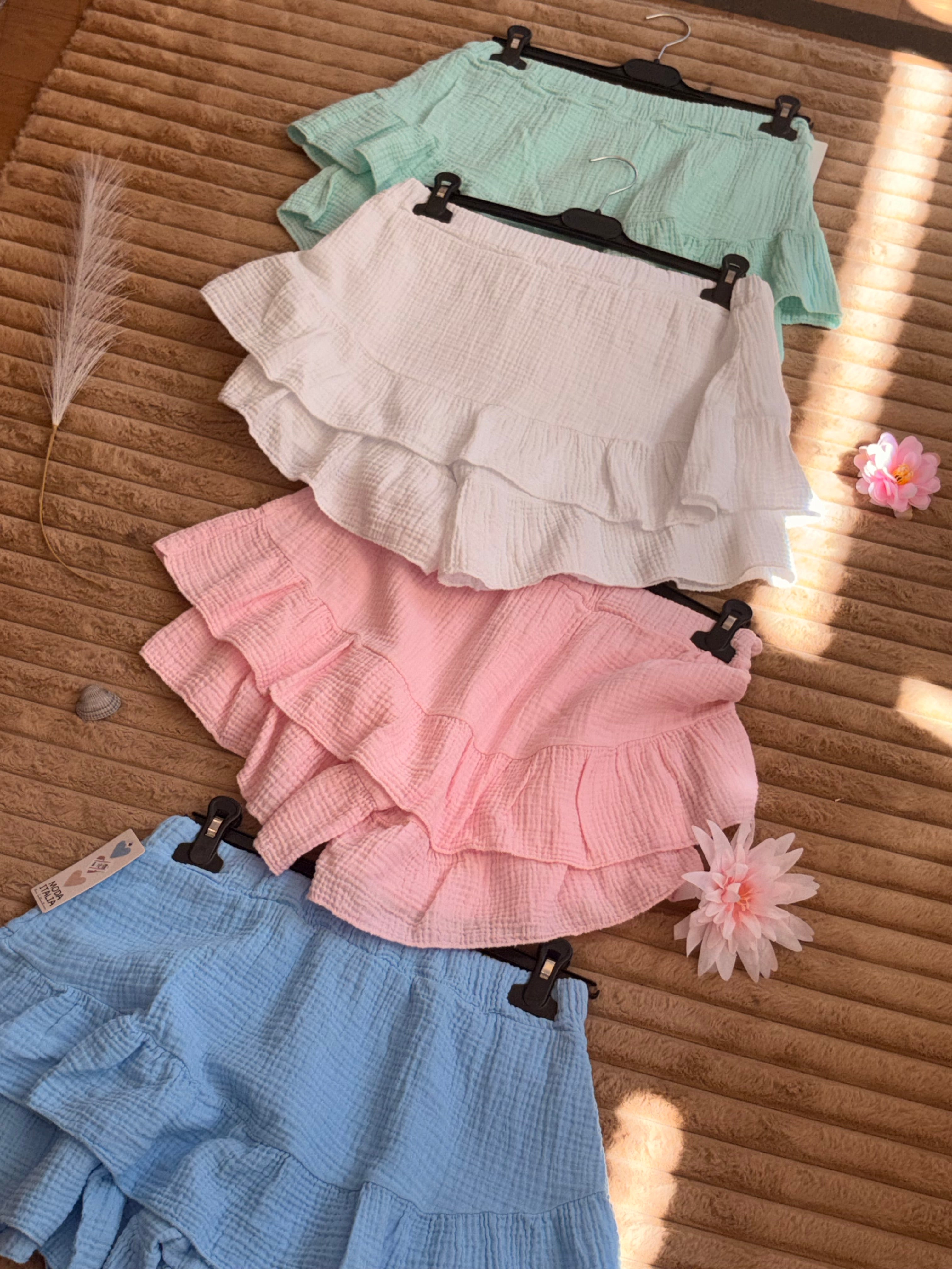 Jupe short en gaze de coton – légèreté & confort absolu 🌿