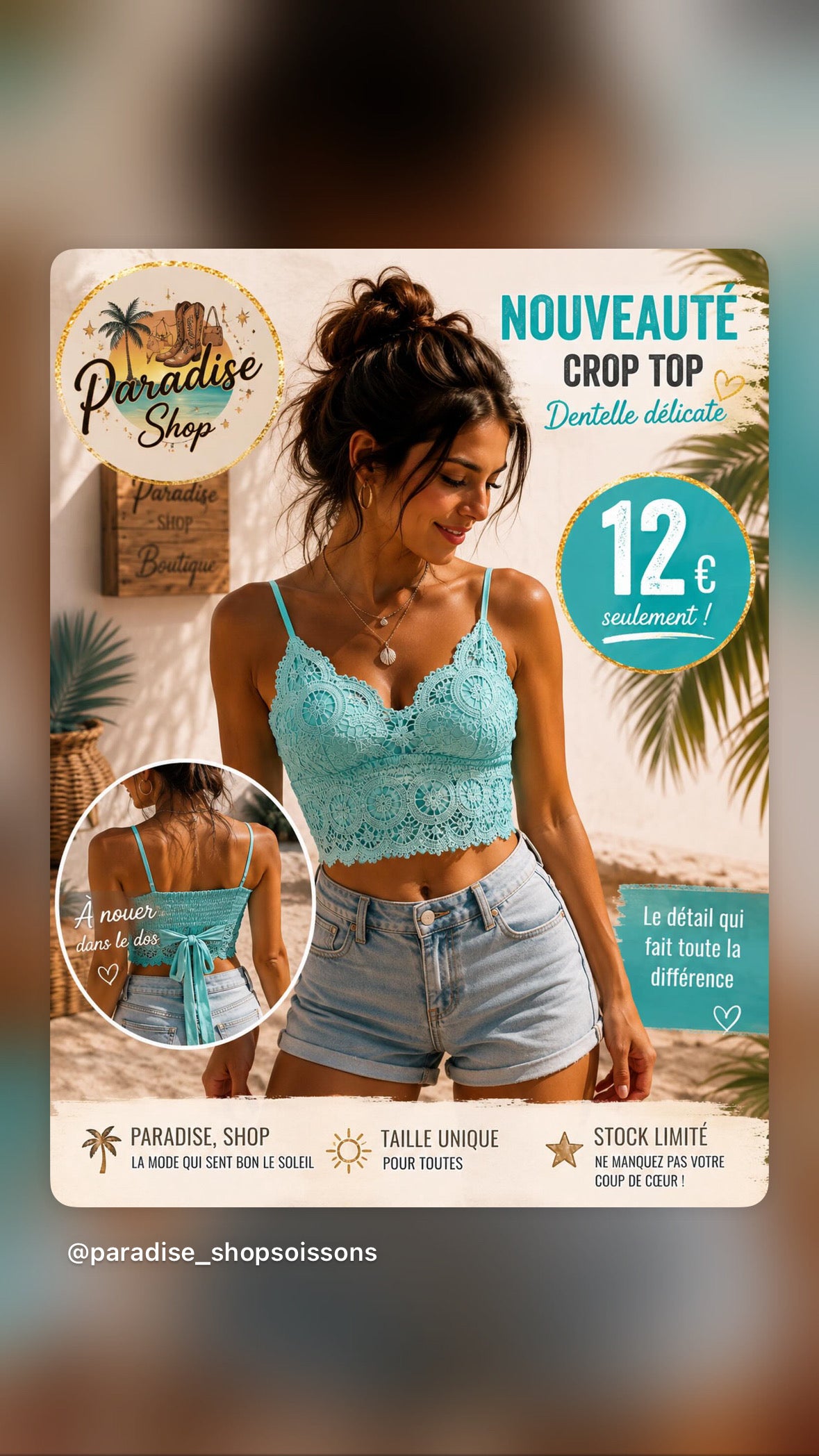 Petit top bleu turquoise