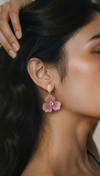 Boucles d'oreilles fleurs colorées