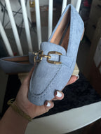 Mocassins, bleu, pastel