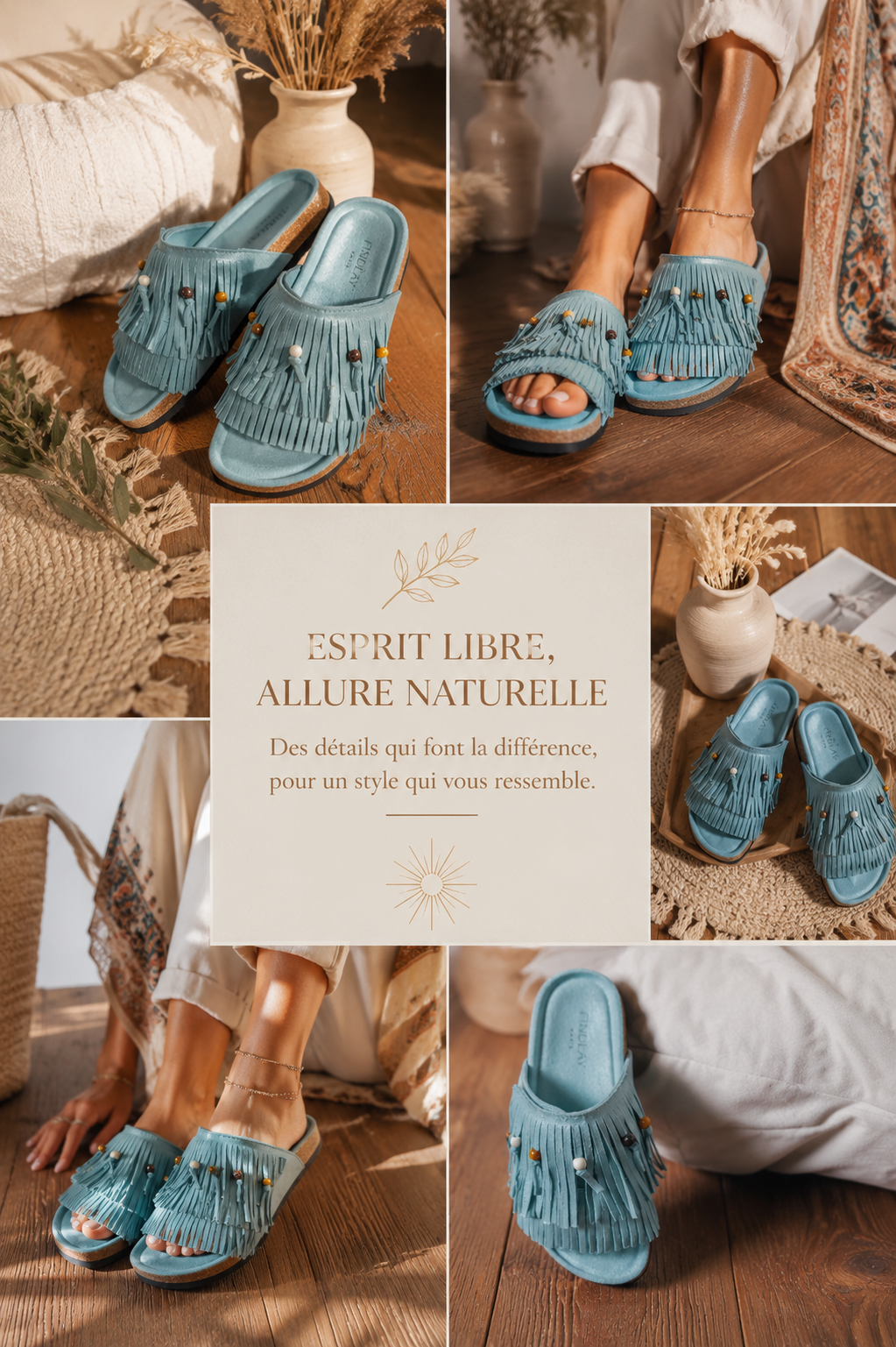 Mule Frange Azure Mood