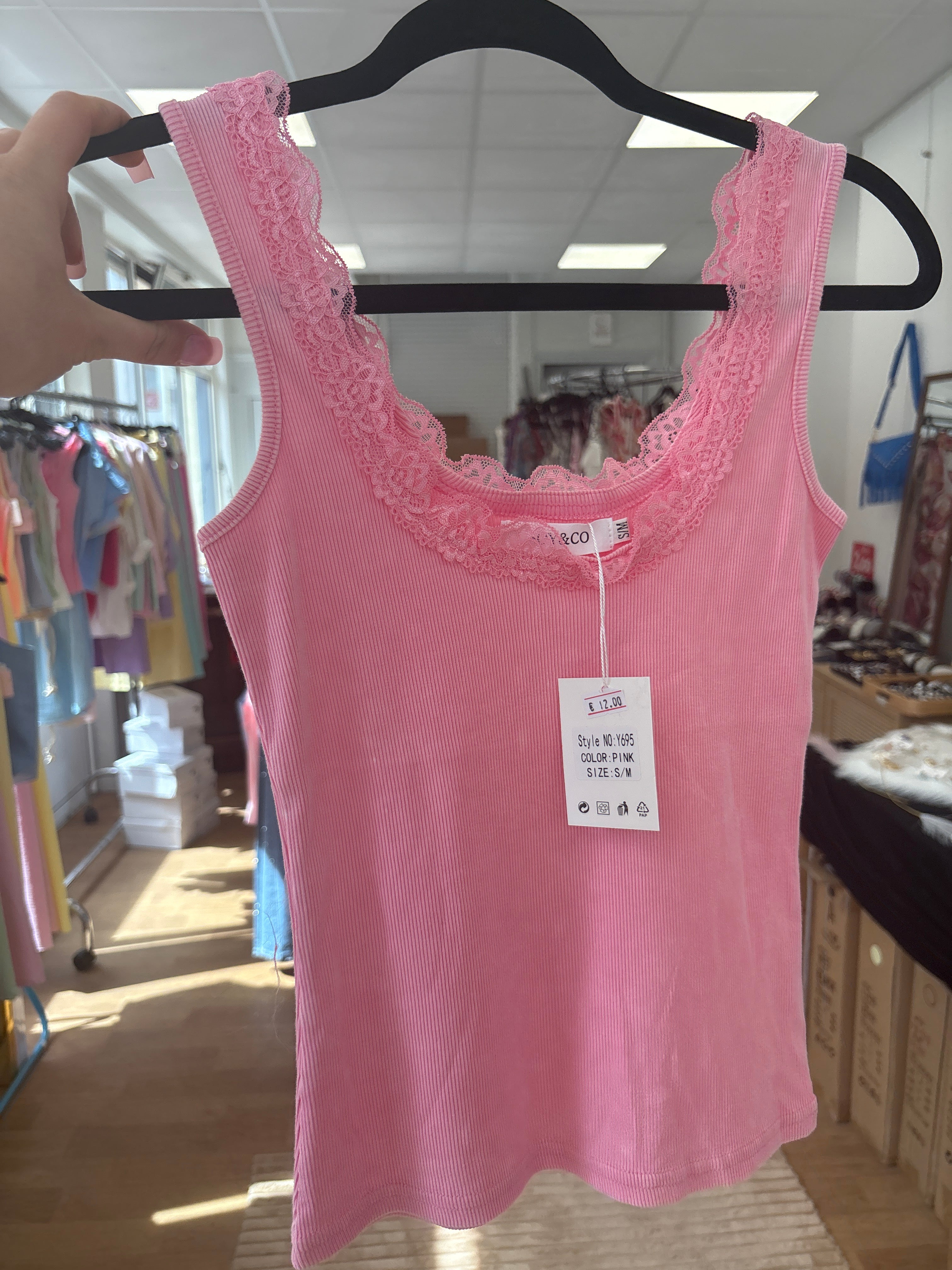 Débardeur coton côtelé dentelle douce