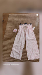 🌸 Pantalon fluide rayé en coton – Taille unique (36 au 40)
