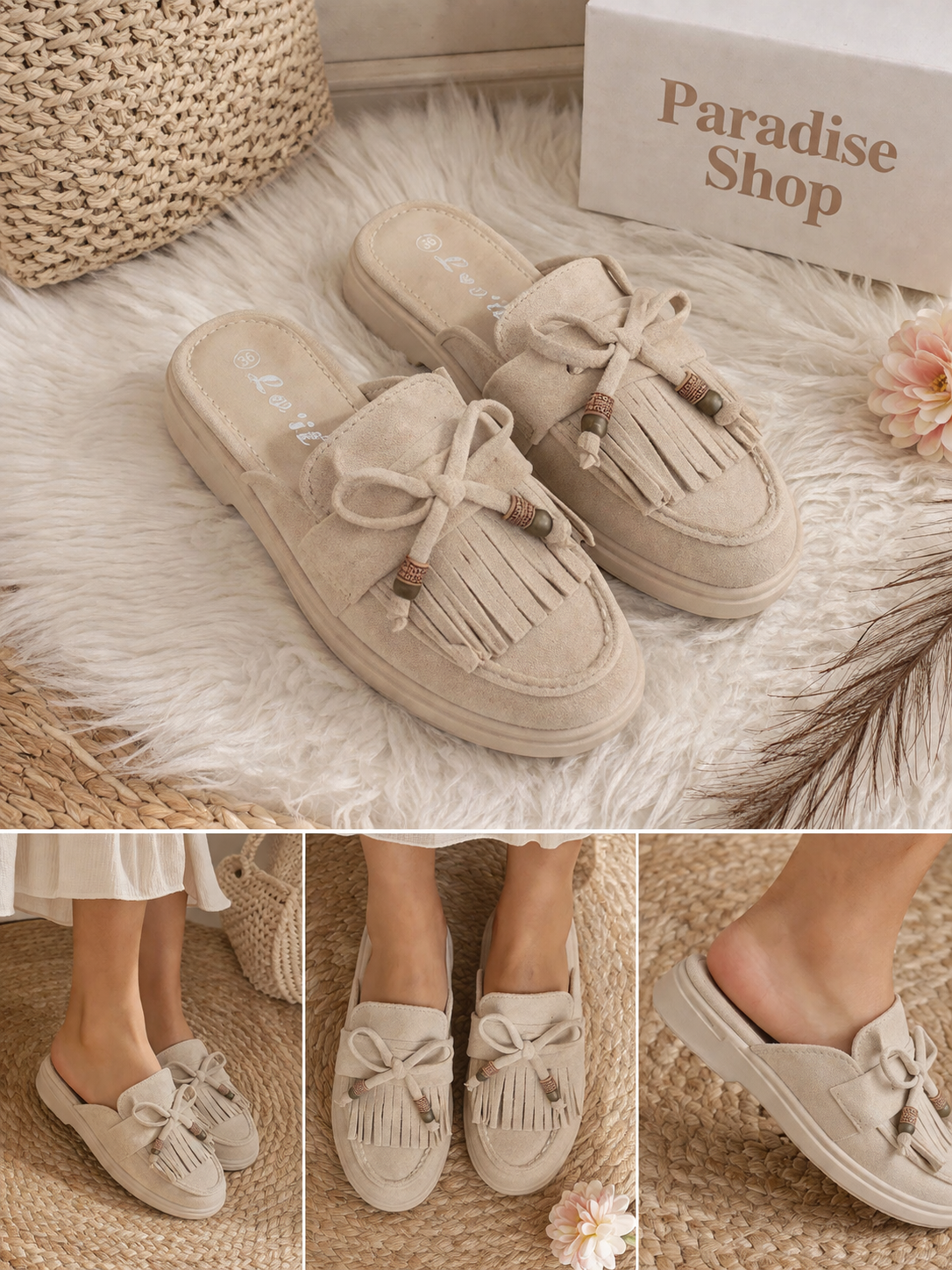 Mule bohème chic à franges – confort & style au quotidien