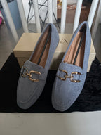 Mocassins, bleu, pastel