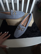 Mocassins, bleu, pastel
