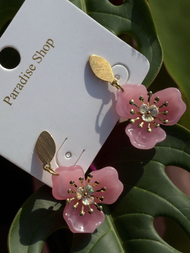 Boucles d'oreilles fleurs colorées