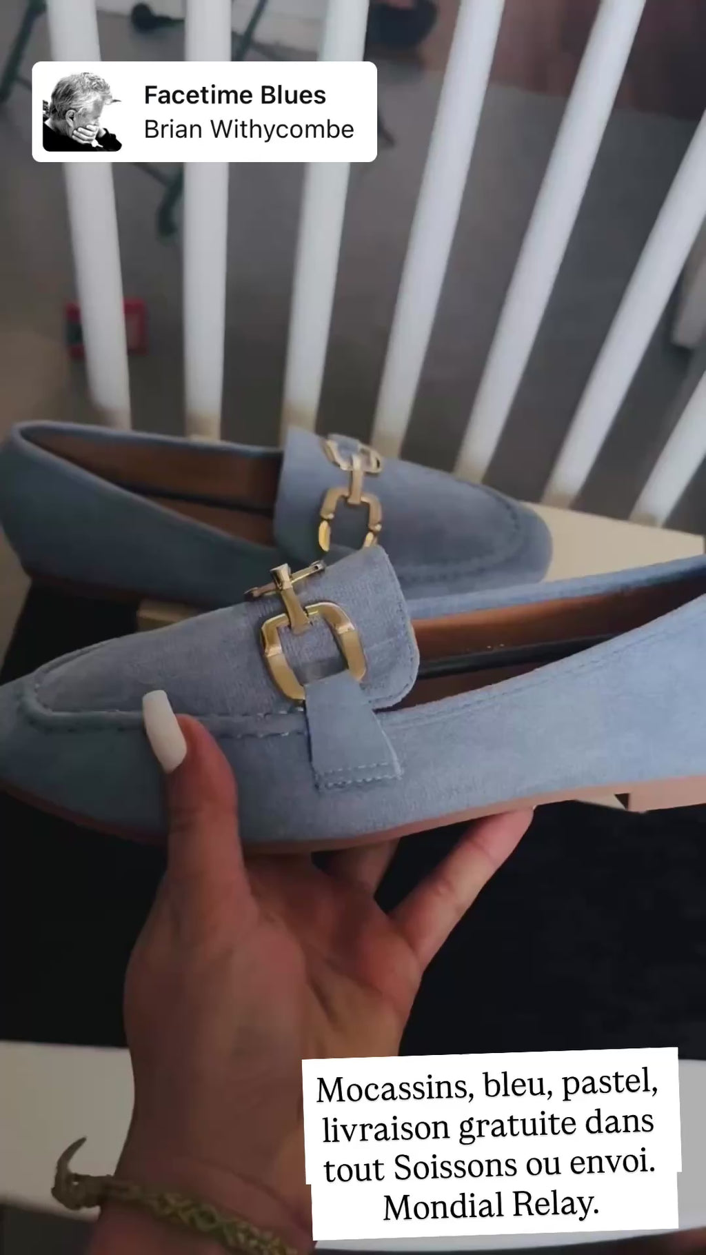 Mocassins, bleu, pastel