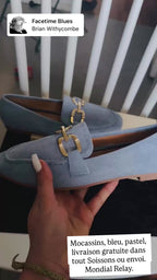 Mocassins, bleu, pastel